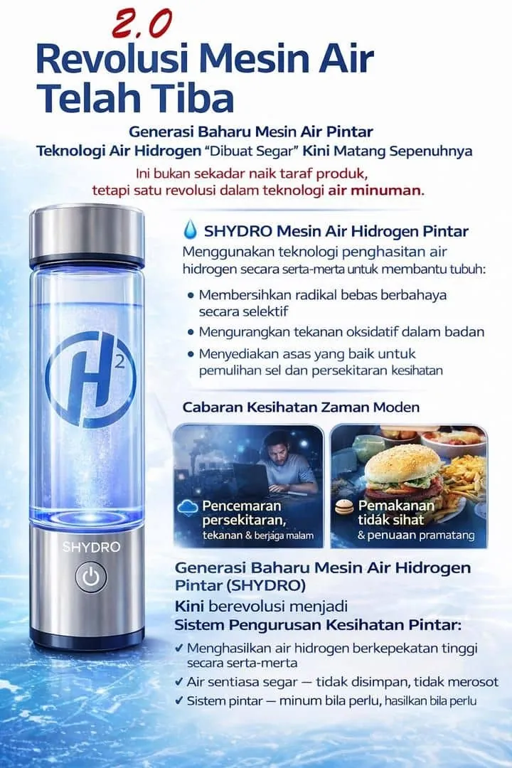 SHYDRO sebagai smart tumbler air hidrogen mudah alih